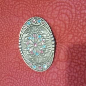 Montana silver blue/pink jeweled belt buckle
